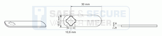 Eurolocks losse sluitlip Kruis-aansluiting 2 mm. dik, type 7210030 recht, lengte 30 mm. 