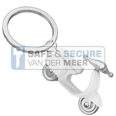 Metalmorphose sleutelhanger scooter in wit, UITLOPEND ARTIKEL! 